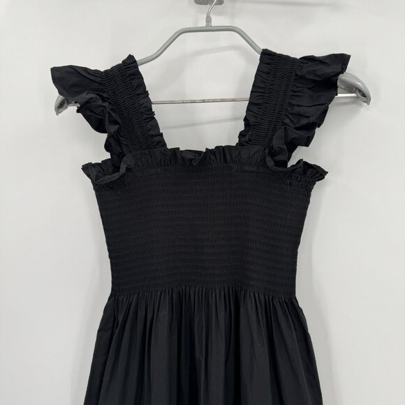 Quince Women's Organic Cotton Smocked Midi Dress sz S Black Sleeveless PO - Picture 2 of 7